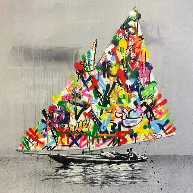 

Martin Whatson's Sailboat Canvas Painting Graffiti Wall Art Posters Prints Wall Pictures for Living Room Home Cuadros Decoration