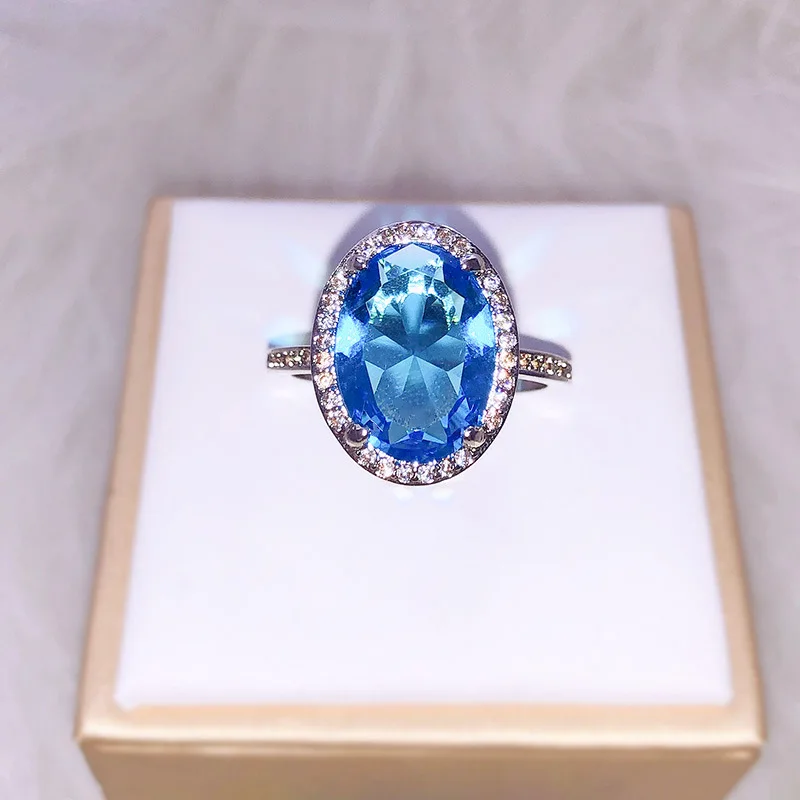 

Простое кольцо с овальным сапфиром, элегантное индивидуальное обручальное кольцо с имитацией топаза, подарок на день Святого Валентина