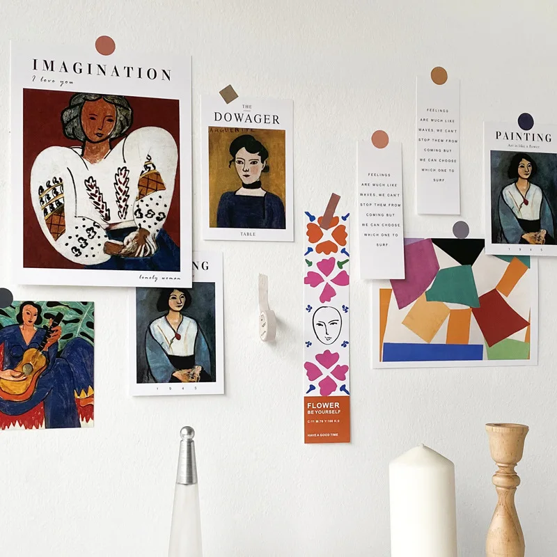 Ins скандинавский Ретро арт карта знаменитая живопись серия 7 листов простота