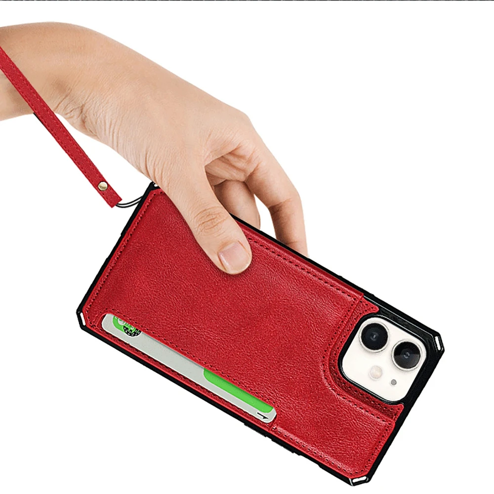 

Flip Wallet Card Slot Phone Case Protective Shell Cover With Stand Function for iPhone 12 Series Phones