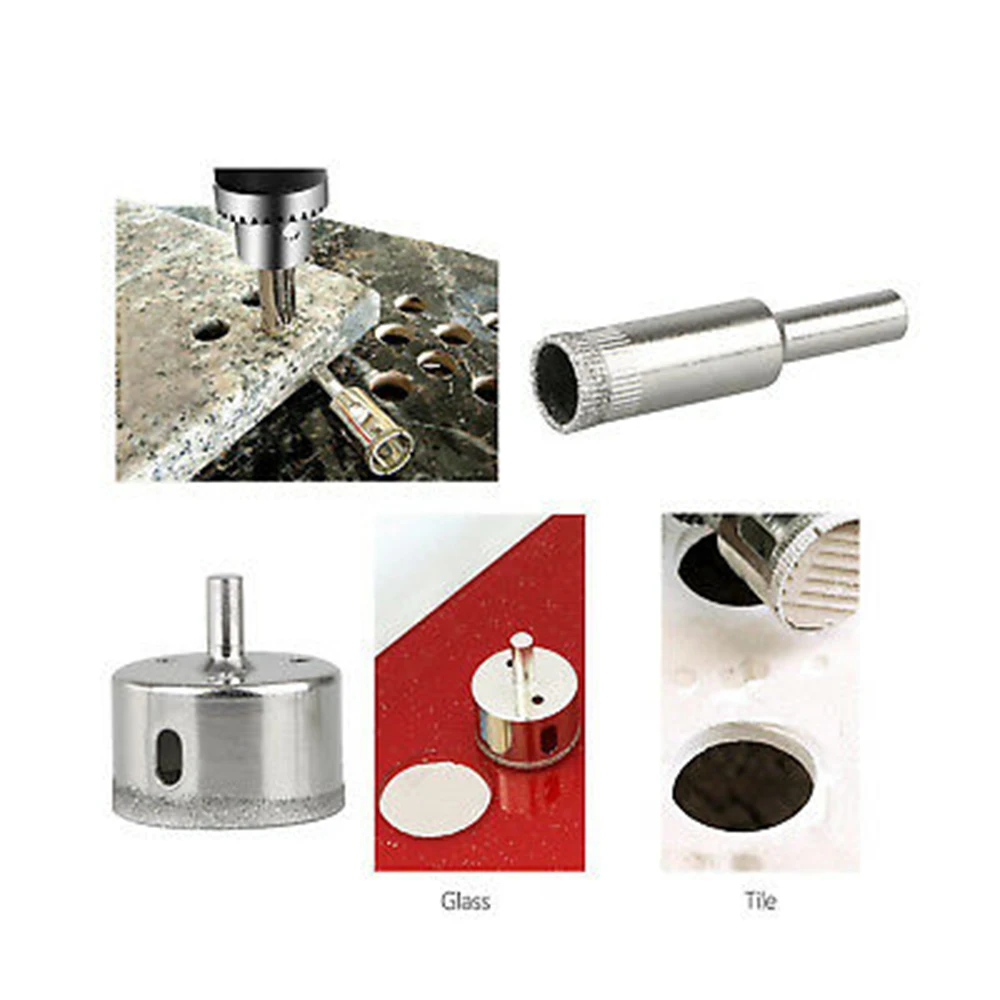 

10 Pcs 3-50mm Diamond Tool Drill Bit Hole Saw Set Glass Ceramic Marble Tile Kit Silver Can Be Used With A Standard Electric Dril