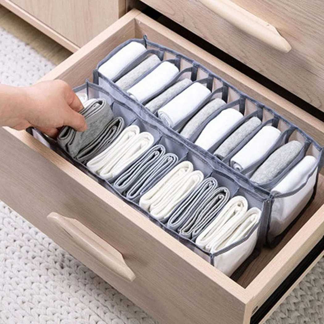 

2PCS Dormitory Closet For Socks Home Separated Underwear Storage Box 7 Grids Bra Organizer Foldable Drawer Organizer