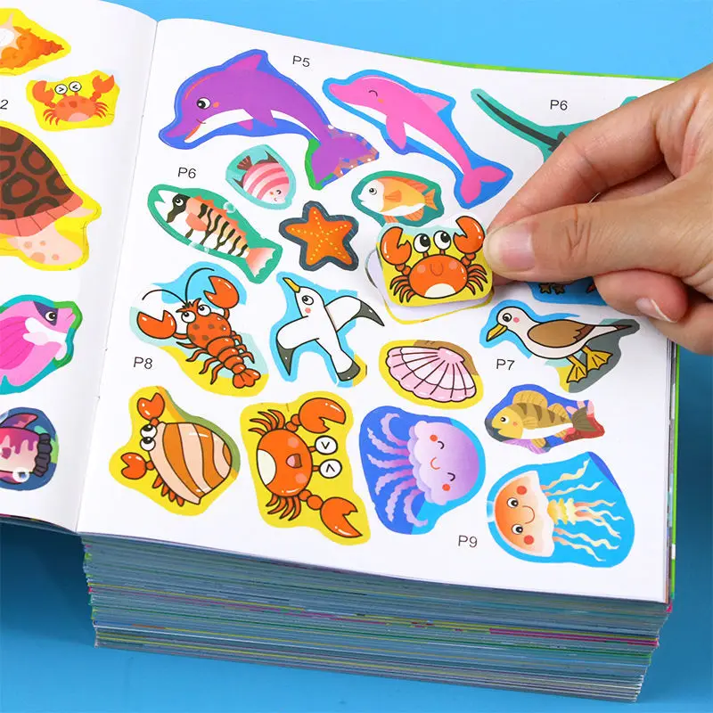 

18 Sticker Books 3-6 Year Old Baby Left And Right Brain Stickers Enlightenment Early Education Game Kawaii Children Training Toy