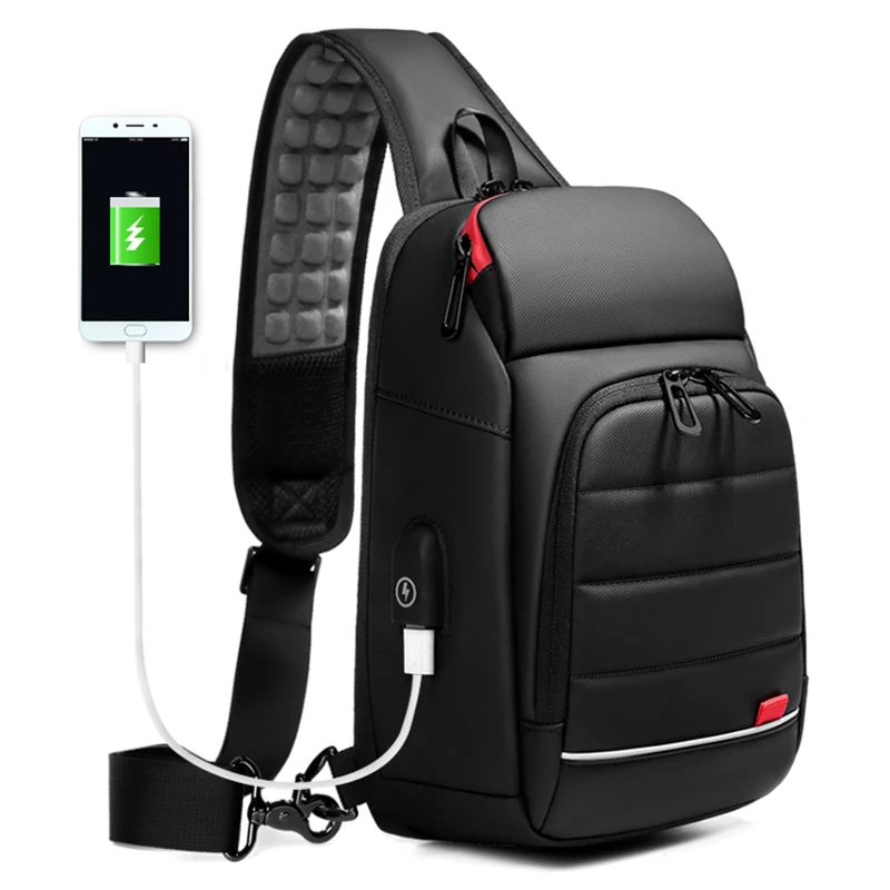 

Sports shoulder bags for men 9.7 inch iPad USB backpack charging short distance messenger bag waterproof cross shoulder bag