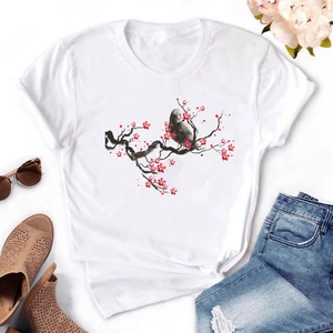 Женская футболка с коротким рукавом и круглым вырезом, в китайском стиле