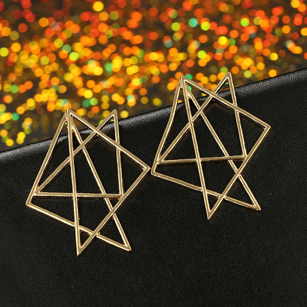 2019 Новые Модные Простые винтажные большие геометрические серьги со звездами для