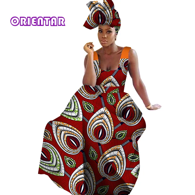 Африканские платья для женщин Африканский принт длинное платье Дашики с шарфом
