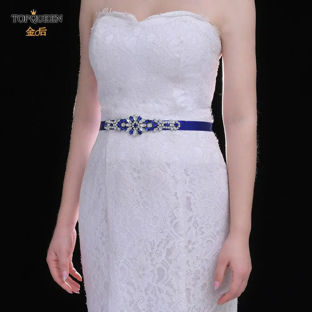 TOPQUEEN S424 Роскошный Королевский синий Стразы пояс для женщин с поясом украшен