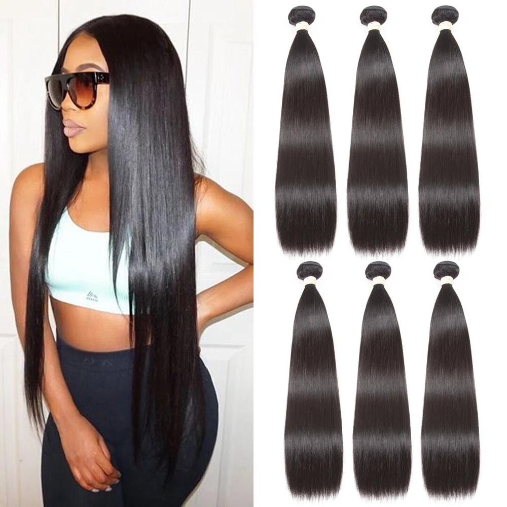 Прямые малайские волосы пряди из 100% натуральных волос 8 30 дюймов 1/2/3/4 прямые