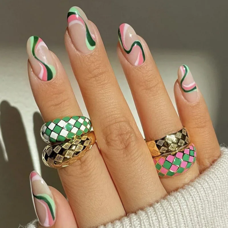 

INS Checkered Rings Red Pink Green Purple Geometry Decor Rings for Women Girls 00s Vintage Summer Fashion Jewelry