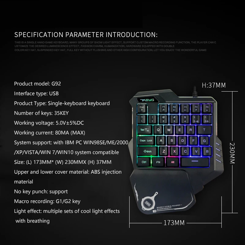 Проводная клавиатура и мышь G30 с подсветкой профессиональная игровая для одной