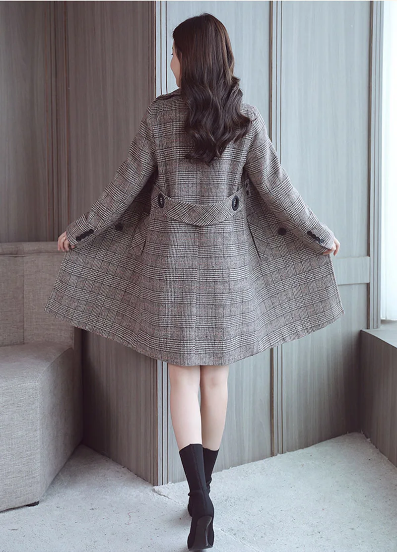 2019 осеннее и зимнее женское Новое двубортное ретро пальто темпераментное