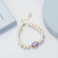 naturnal freshwater baroque pearl bracelet jewelry for women fashion white color 7 8mm party birthday charm gift