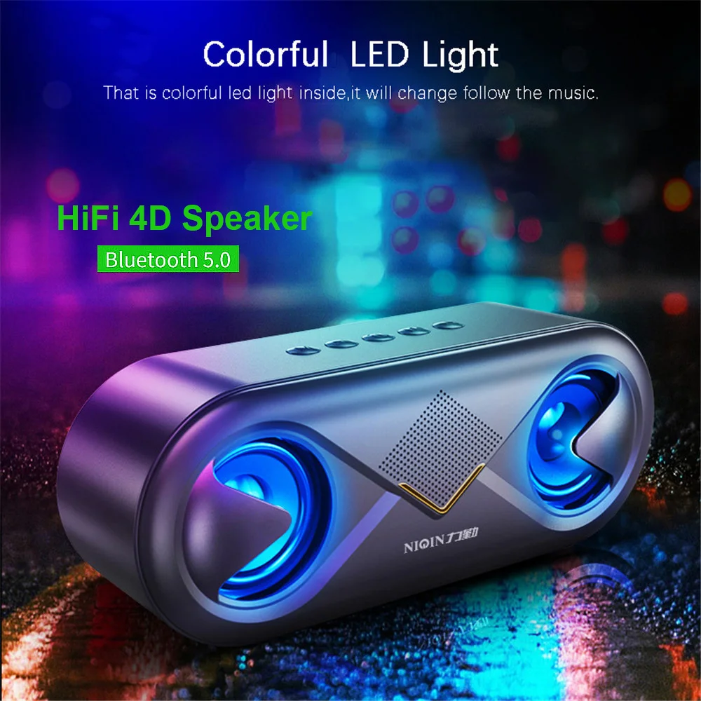 

Portable Bluetooth 5.0 Speaker 4D Stereo Sound Loudspeaker Wireless Outdoor Double Speakers Support TF card/USB drive/AUX Player