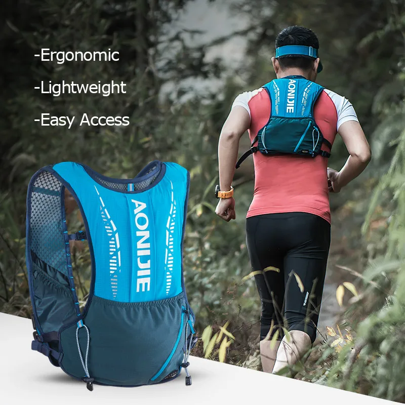 저렴한 AONIJIE Outdoor Oversized Vest 5L Hydration Backpack Bag Soft Water Pouch Bottle Hike Cross Country Running Marathon C9102