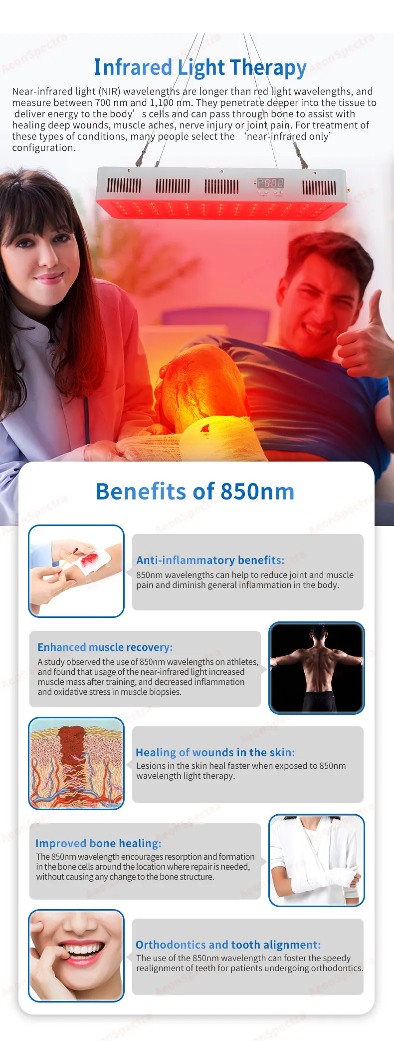 180W 300W 600W LED Red Light Therapy Deep Red 660nm and Infrared 850nm Red Therapy Lamp for Skin care and Pain