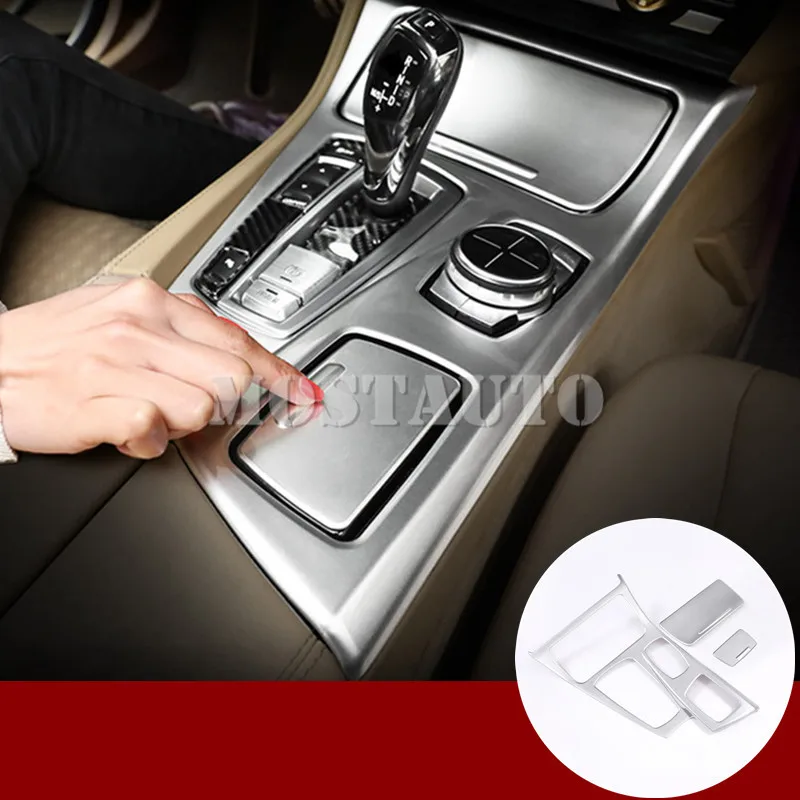 Накладки на внутреннюю консоль для BMW 5 серии F10 F11 2011 2016 3 шт. Серебристые/черные