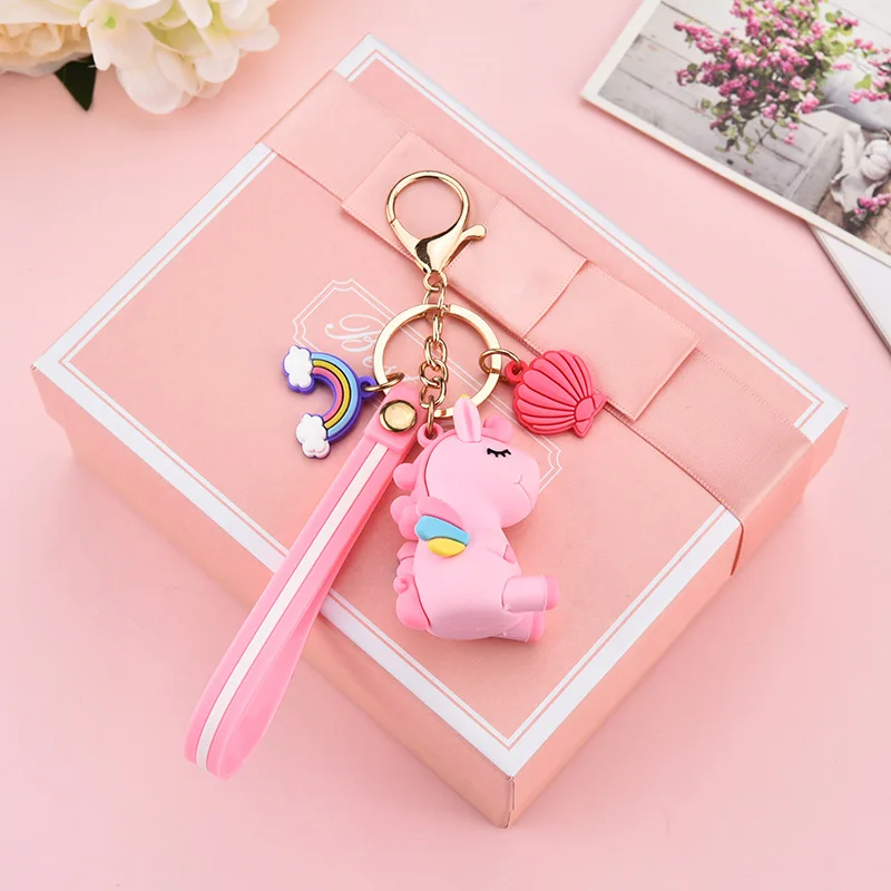 Милый пони Единорог кольцо для ключей держатель аниме Радуга ПВХ пижама в виде