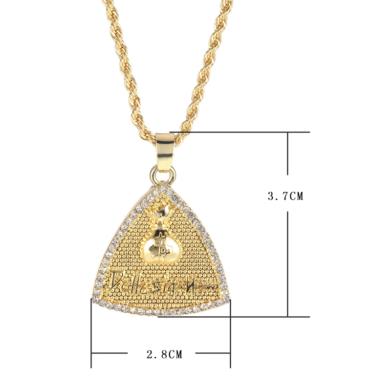 $ Символ доллара сумка для денег ожерелье с подвеской со льдом модные подвески