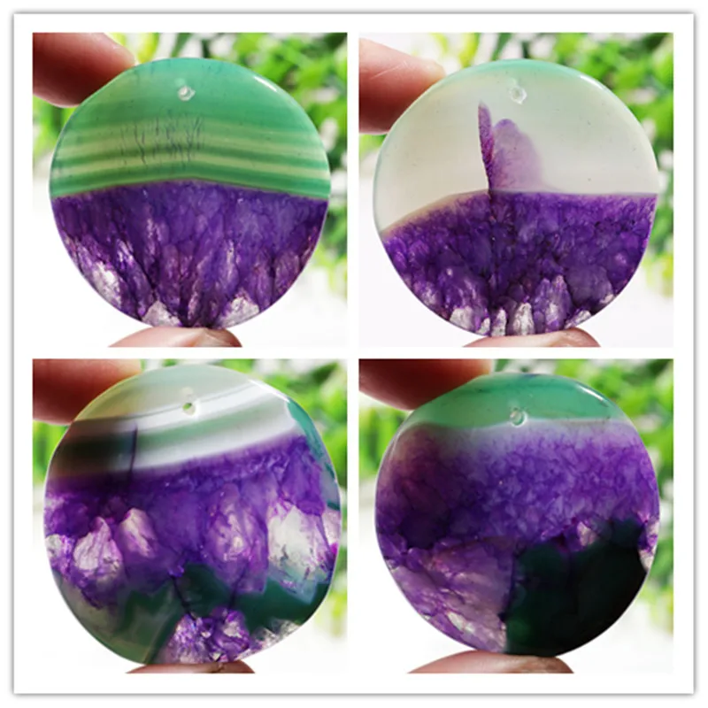 Natural Crystal Stone Green Purple Heart Shape Charms Accessories Beads For Necklace DIY Jewelry Making Pendants | Украшения и