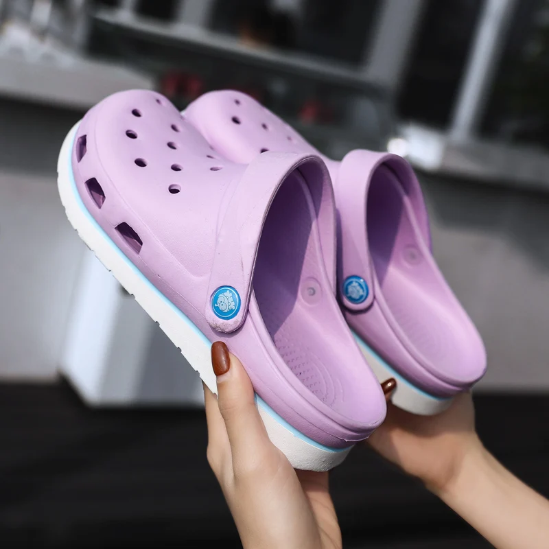 Crocse Crocks/мужские сандалии для бассейна; летняя Уличная обувь для пляжа; мужские садовые Сабо без застежек; Повседневная водонепроницаемая обувь для душа; Crock