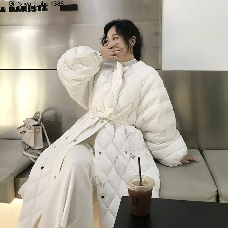 

Женский длинный пуховик, дизайнерский пуховик до колена с пуховым рукавом, 2020 белый утиный пух, зима 90%