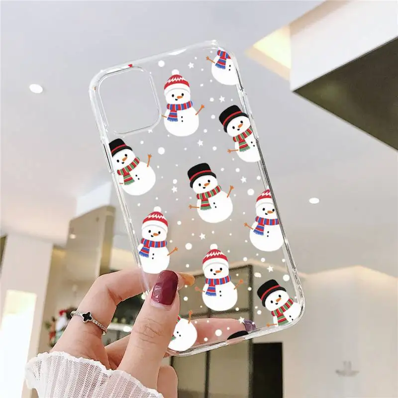 merry christmas elk happy new year phone case for iphone 13 12 11 8 7 plus mini x xs xr pro max transparent soft free global shipping