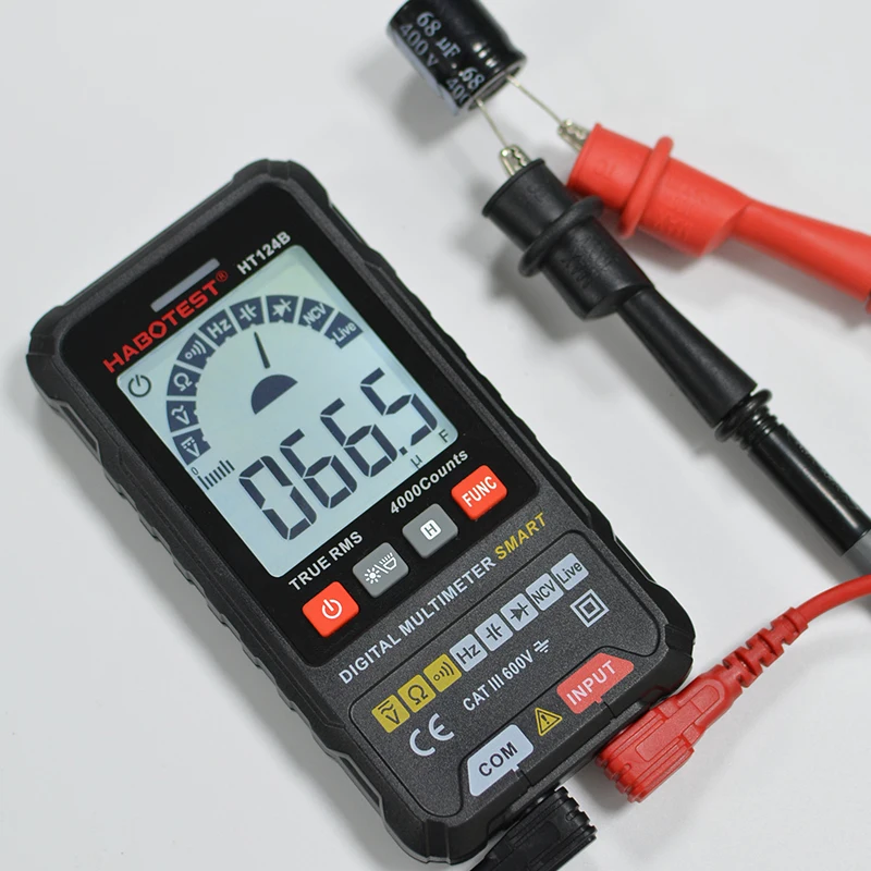 HT124B Smart Multimeter Digital True RMS NCV Voltage Meter 600V AC DC Hz Ohm Capacitor Diode Live Wire Tester HABOTEST | Инструменты