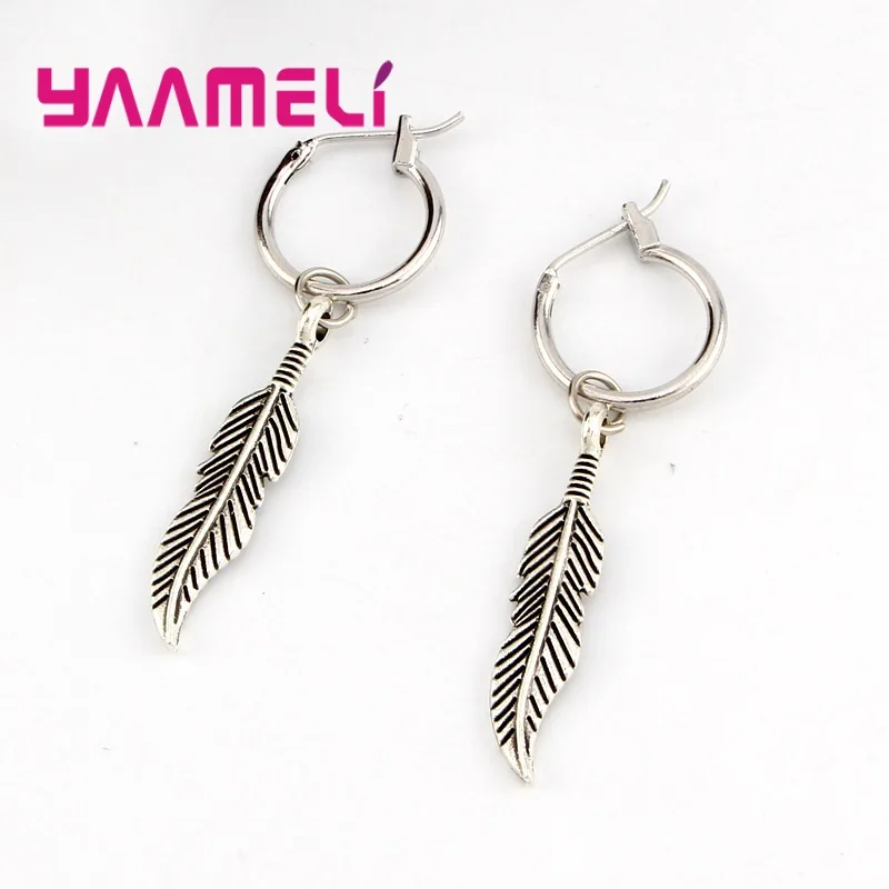 Новые модные 925 пробы серебряные серьги в виде листьев для женщин и девочек цвет: