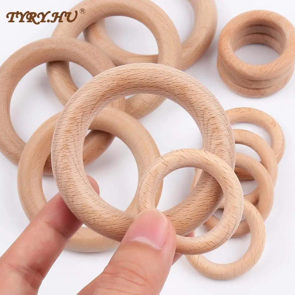 

TYRY.HU 50Pcs Natural Wood Teething Rings Toy Baby Teether Tooth Care Non-toxic Healthy 100% Beech Wooden 40/70mm