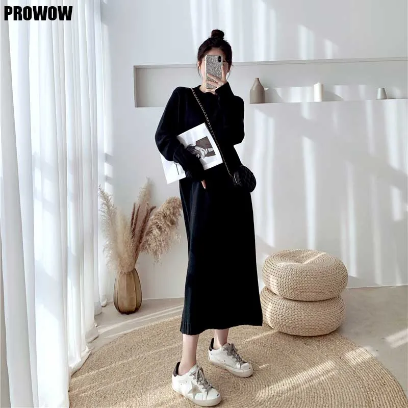 Осенне зимний вязаный свитер с длинными рукавами 2020 женское цельнокроеное