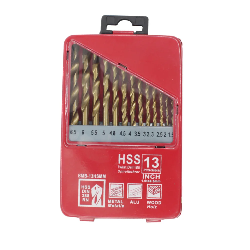 Набор сверл из быстрорежущей стали с титановым покрытием 13/19/25 шт.