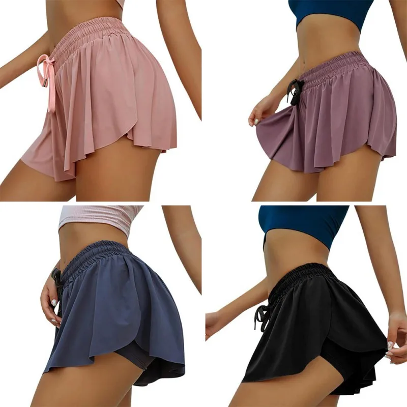 

Woman Shorts Solid Summer femme shorts Anti-glare Two Pieces Breathable Sweat Shorts Sexy High Waist Short