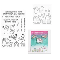 happy holidays metal cutting dies and clear stamps set for diy craft making word greeting card 2021 new arrival christmas