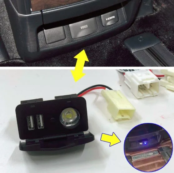 Модифицированный USB-порт зарядки со светодиодом для alphard vellfire 30 |