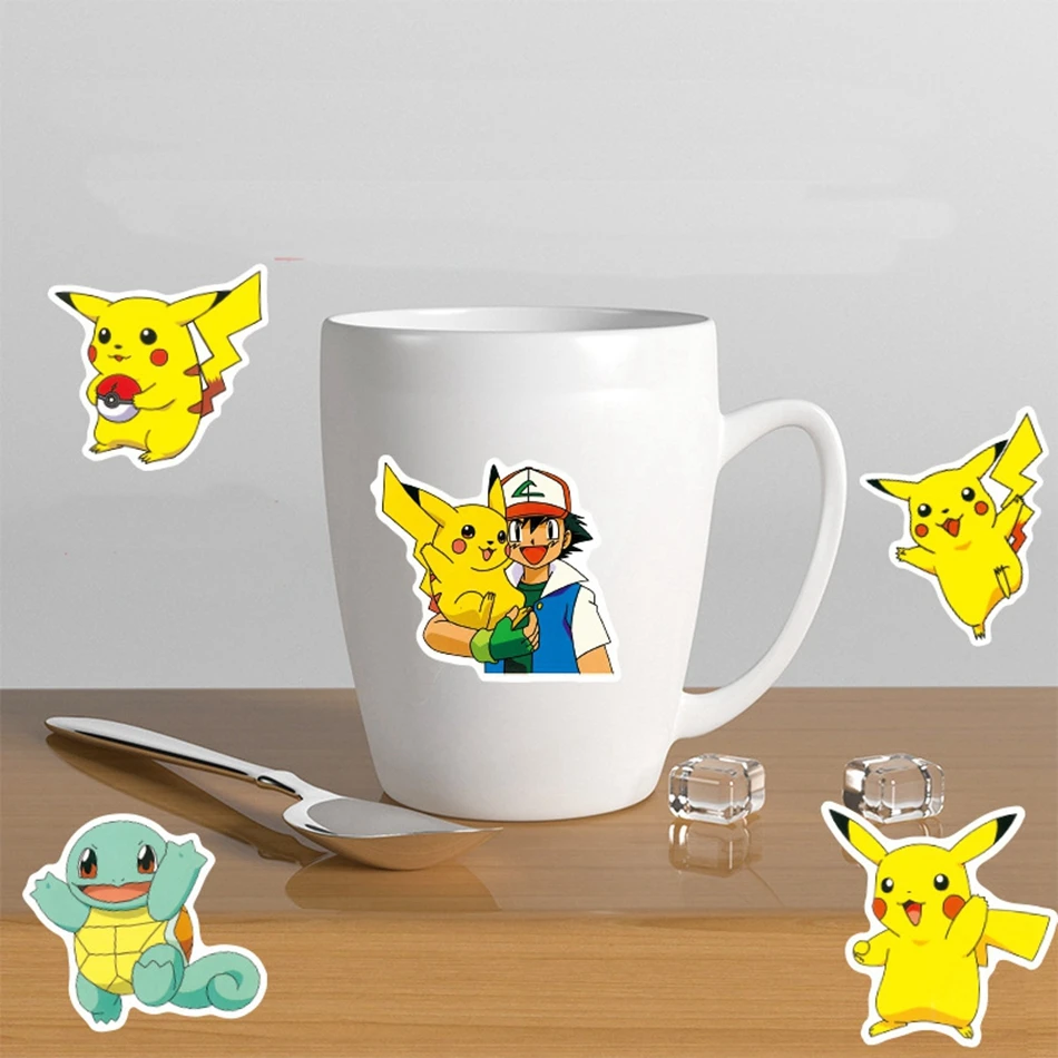 50PCS Anime Pokemon Stickers Pikachu Kawaii Waterproof Skateboard Guitar Laptop Travel Luggage Cartoons Sticker Girl Kids Toys - купить по