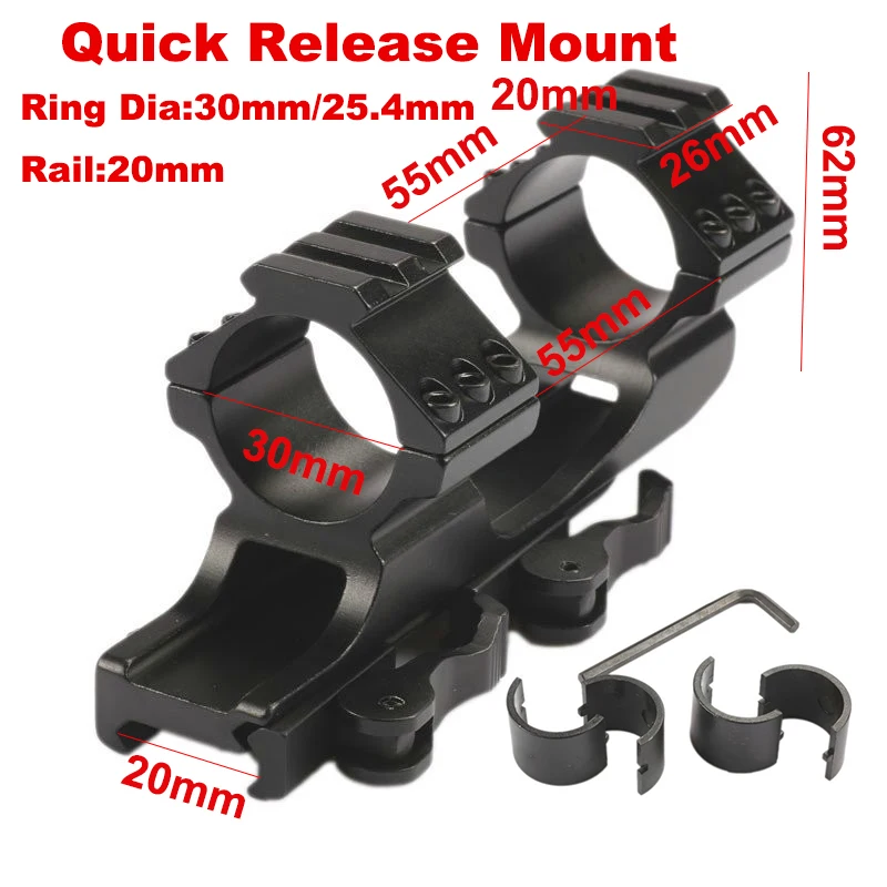 Rail 20mm Dia 30mm 1 шт. тактический сверхмощный быстроразъемный консольный прицел рейка кольцо 20 мм крепление винтовки прицел Вивер три-рейка 30/25. 4 мм Охота - Цвет: Rail 20mm Dia 30mm