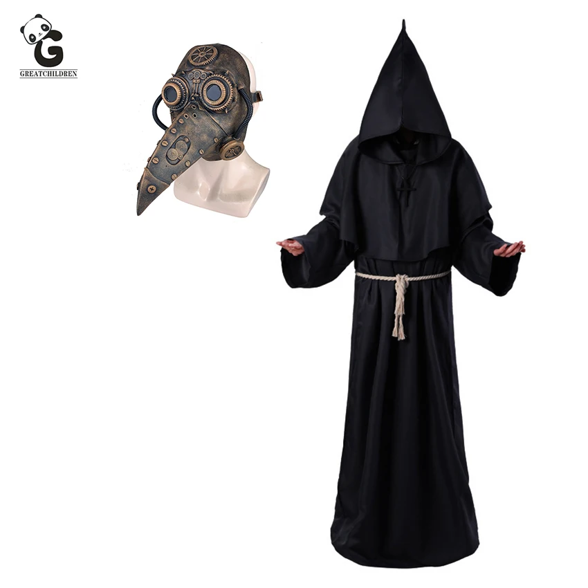 Plague Doctor Christian Cosplay Medieval Black Death Mask Steampunk Wizard Halloween Costumes for Women Witch Steam Punks