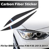 fit for bmw 3 series 2013 2017 f30 f35 headlights stickers eyebrow eyelids trim carbon fiber cover car decorative accessories