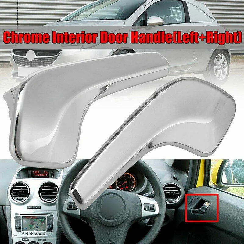 

A Pair Car Inner Inside Interior Door Handle Handles Chrome for Vauxhall Corsa MK3 2006-2013 for Corsa D 2006-2016 Box