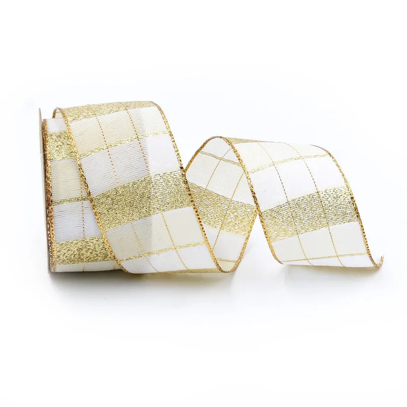 

5 ярдов, 38 мм, лента в клетку с принтом, украшение для рождественской елки, бант, Рождественская подарочная упаковка