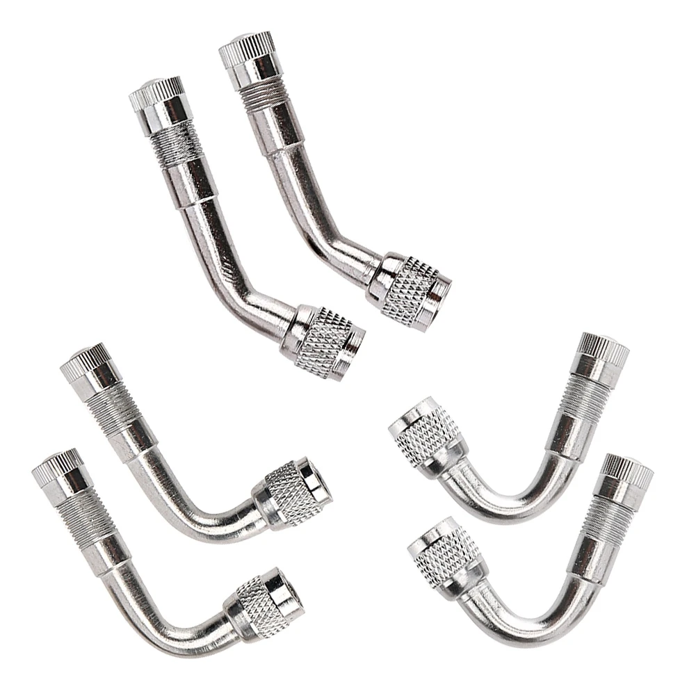 

6 Pcs Brass Tire Valve Extension Tube with 45/90/135 Degree (Silver)
