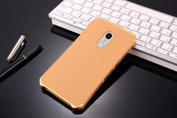 Gold Gold Side Текстурированная антиосенняя Металлическая Рамка PC BackPlate для Redmi Note 4X Note4 Global алюминиевый сплав бампер чехол Note 4 крышка с подарком - Цвет: Gold Gold Side