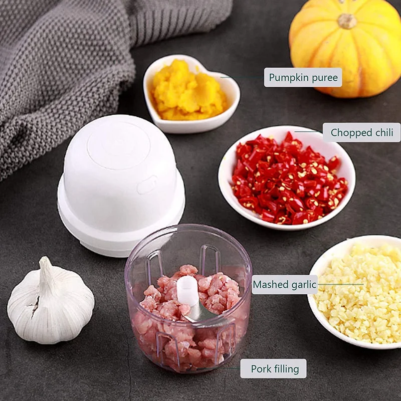 

Mini Chopper,Wireless Electric Portable Garlic Masher Machine Baby Food Processor Meat Slicer for Onion Nuts 250ML