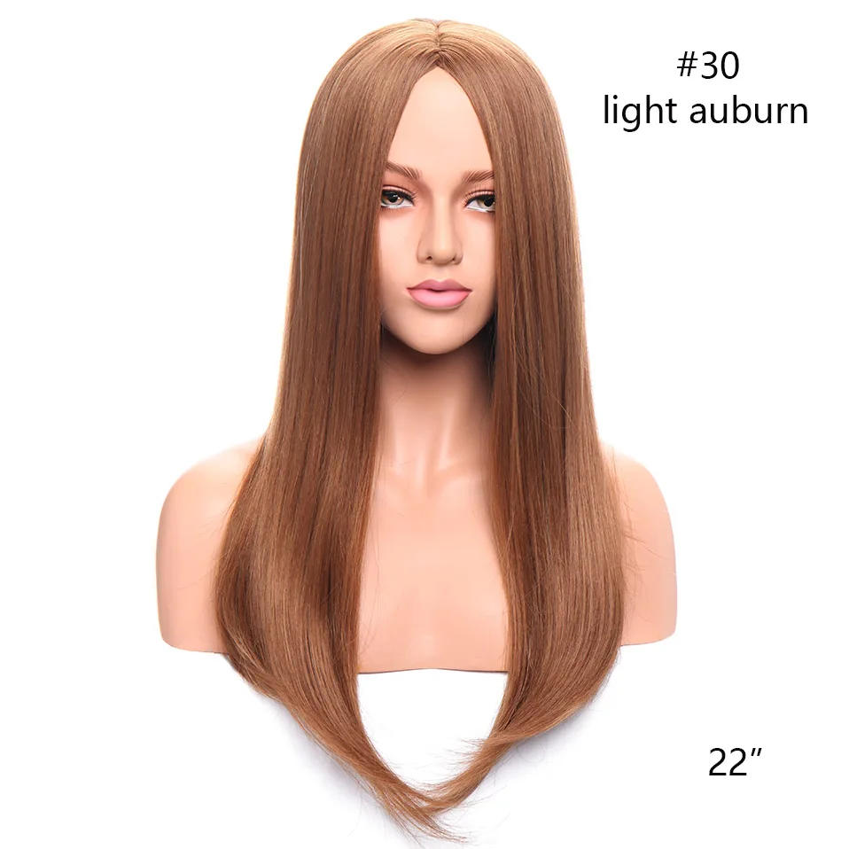 light auburn SNOILITE парик с длинными прямыми волосами с челкой синтетический Омбре черный коричневый цвет волосы парики термостойкой, без клея косплей парик для женщин - Цвет: light auburn