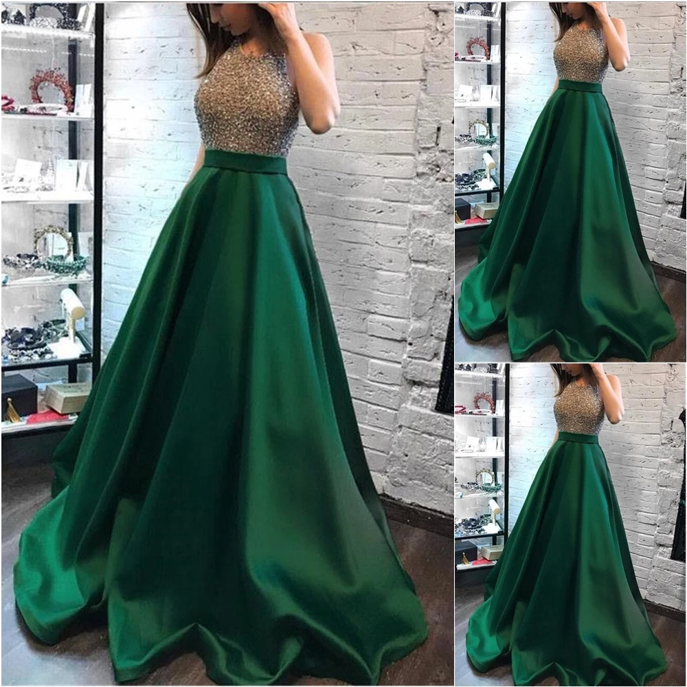 Бальное платье А силуэта вечернее для выпускного вечера с кристаллами бусинами