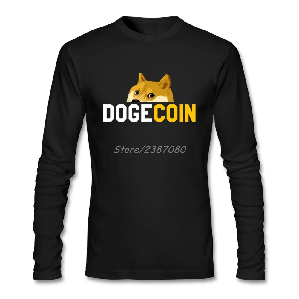 Биткойн дожкойн футболка с длинным рукавом футболки Популярные спортивный топ