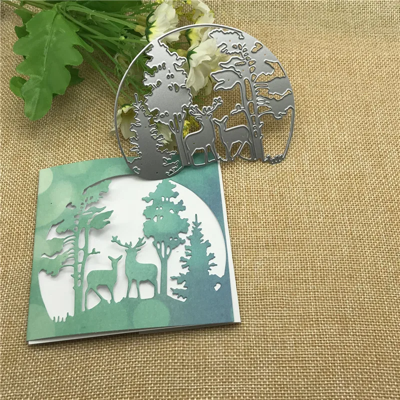 Happy Christmas Tree Animal Deer Frames металлические режущие штампы высечки для скрапбукинга DIY