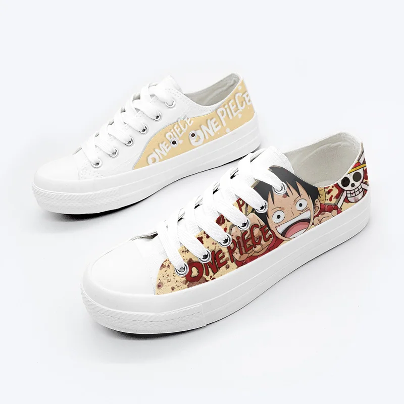 

Unisex Anime Cos ONE PIECE Monkey D Luffy Graffiti Low Shoes Casual Canvas Shoes Luffy Low Flats duck shoes plimsolls