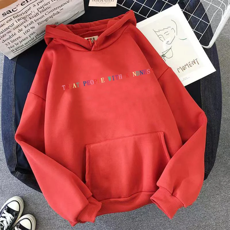 

Spring Casual Treat People with Kindness S-3XL Women/Men Vintage Casual Punk Letter Hip Hop Hooded Sweatshirt